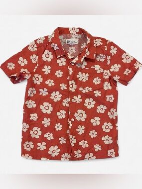 GAP Baby Coral-Red Floral Linen Blend Shirt